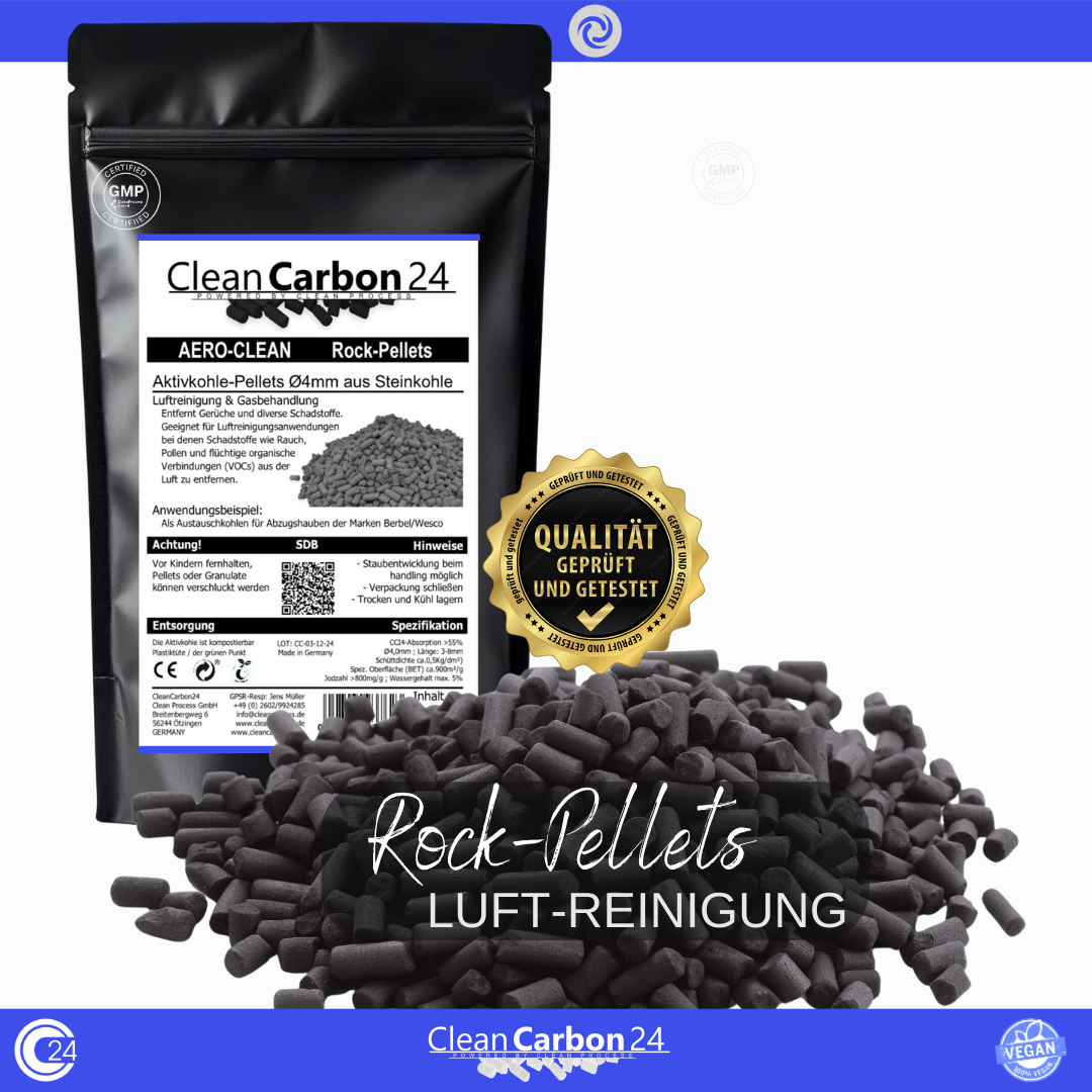 AERO‑CLEAN Rock Pellets Ø4 mm Steinkohle‑Aktivkohle für Prozessluft-Reinigung