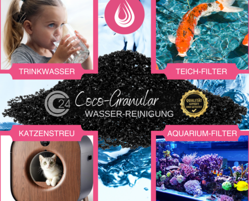 hochreines Kokos‑Aktivkohlegranulat für Trinkwasserfilter, Aquaristik und technische Wasseraufbereitung