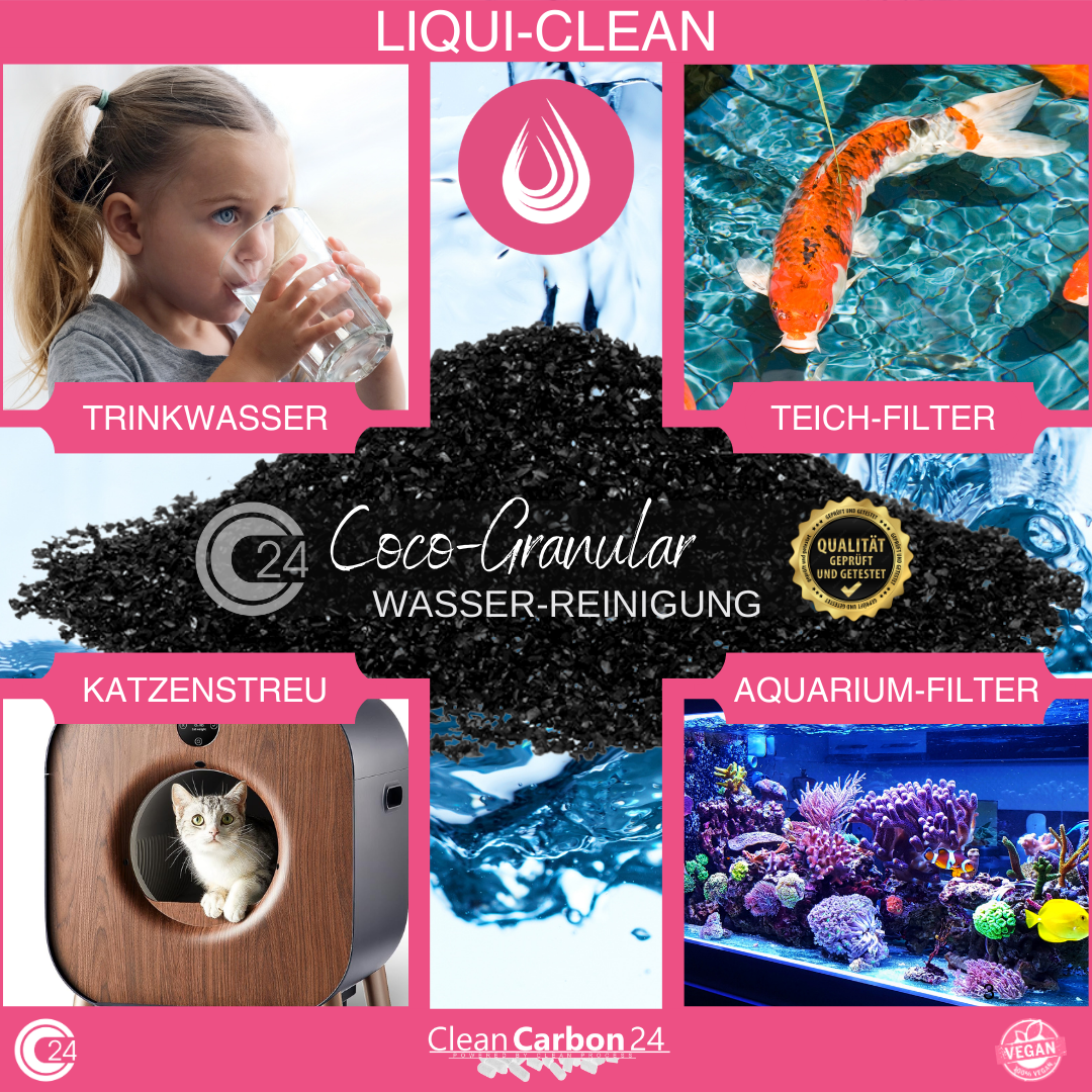 hochreines Kokos‑Aktivkohlegranulat für Trinkwasserfilter, Aquaristik und technische Wasseraufbereitung
